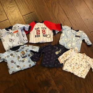 Lot of 6 Newborn Baby Boy Pajamas Sleepers